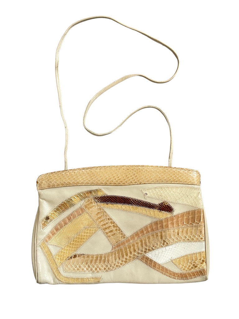 Vintage Leather And Snakeskin Patchwork Purse